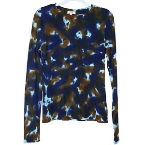 Agolde Long Sleeve Ribbed Tee Brown Blue Tie Dye Size Medium